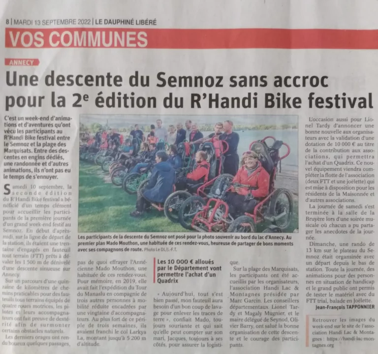 Une descente du Semnoz sans accroc pour la 2e édition du R’Handi Bike festival