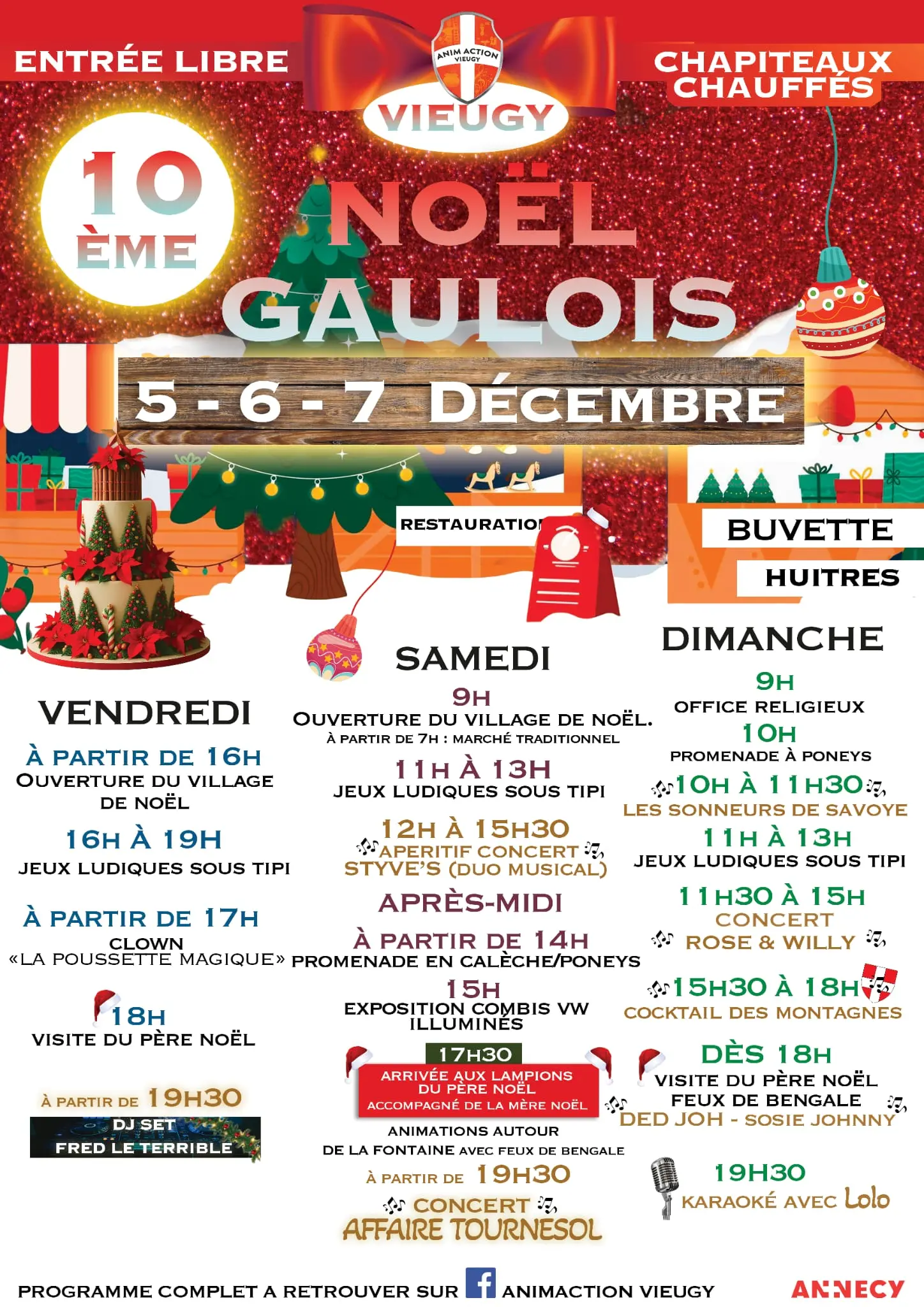 Flyer et programme du noêl gaulois Vieugy 2025